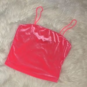 Pink velvet crop top
